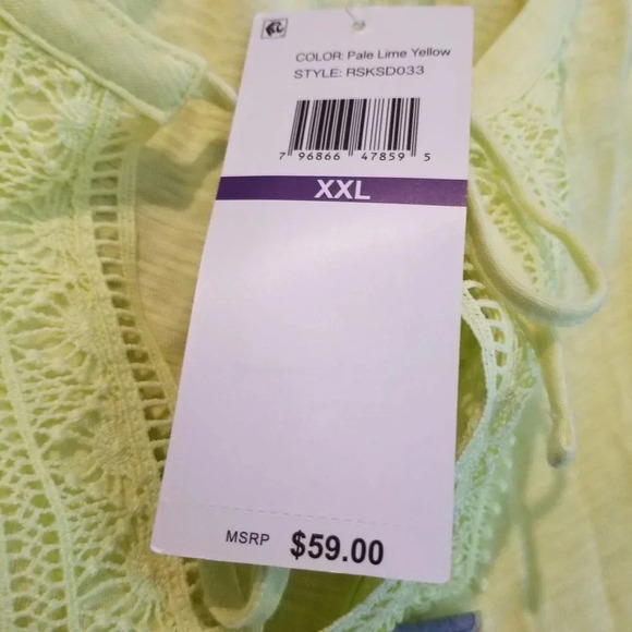 Rafaella Women's Solid Split Neck Lace Trip Sleeveless Top Size XXL Yellow - Picture 4 of 7